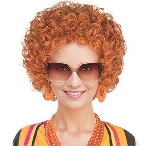 Curly Red/Orange Wig with Accessories